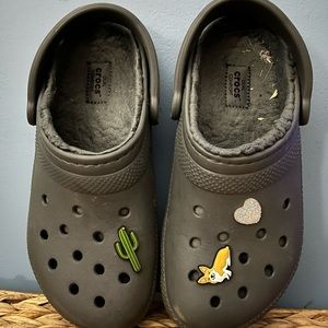 Gray Fleece Lined Crocs Size 8